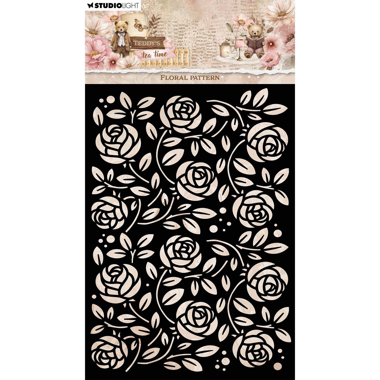 Studio Light • Motif floral au pochoir pour masque à l'heure du thé de Teddy