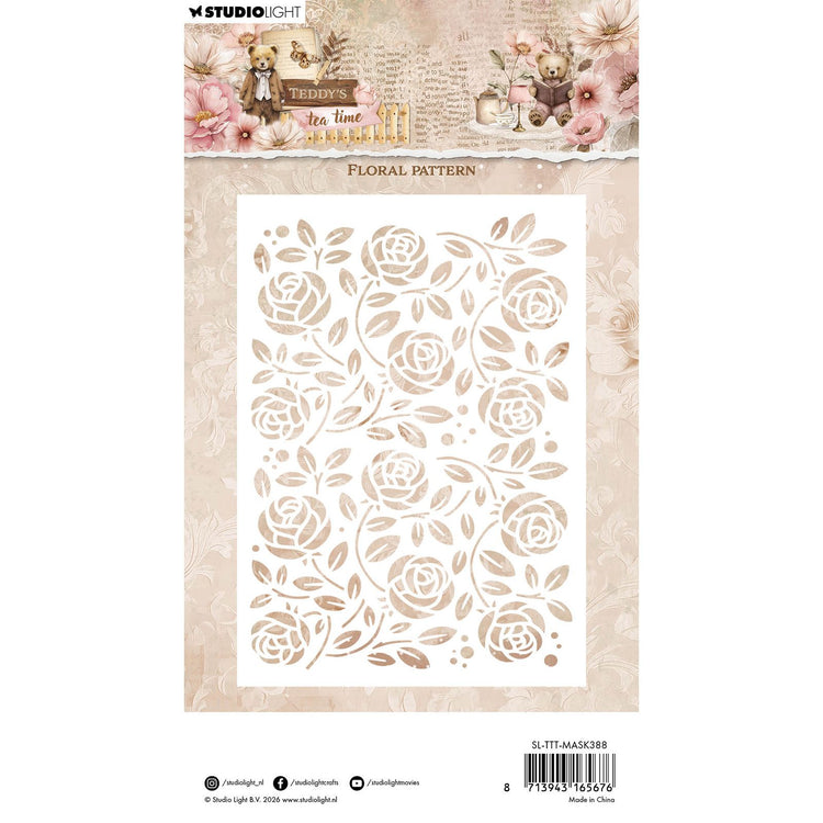 Studio Light • Motif floral au pochoir pour masque à l'heure du thé de Teddy