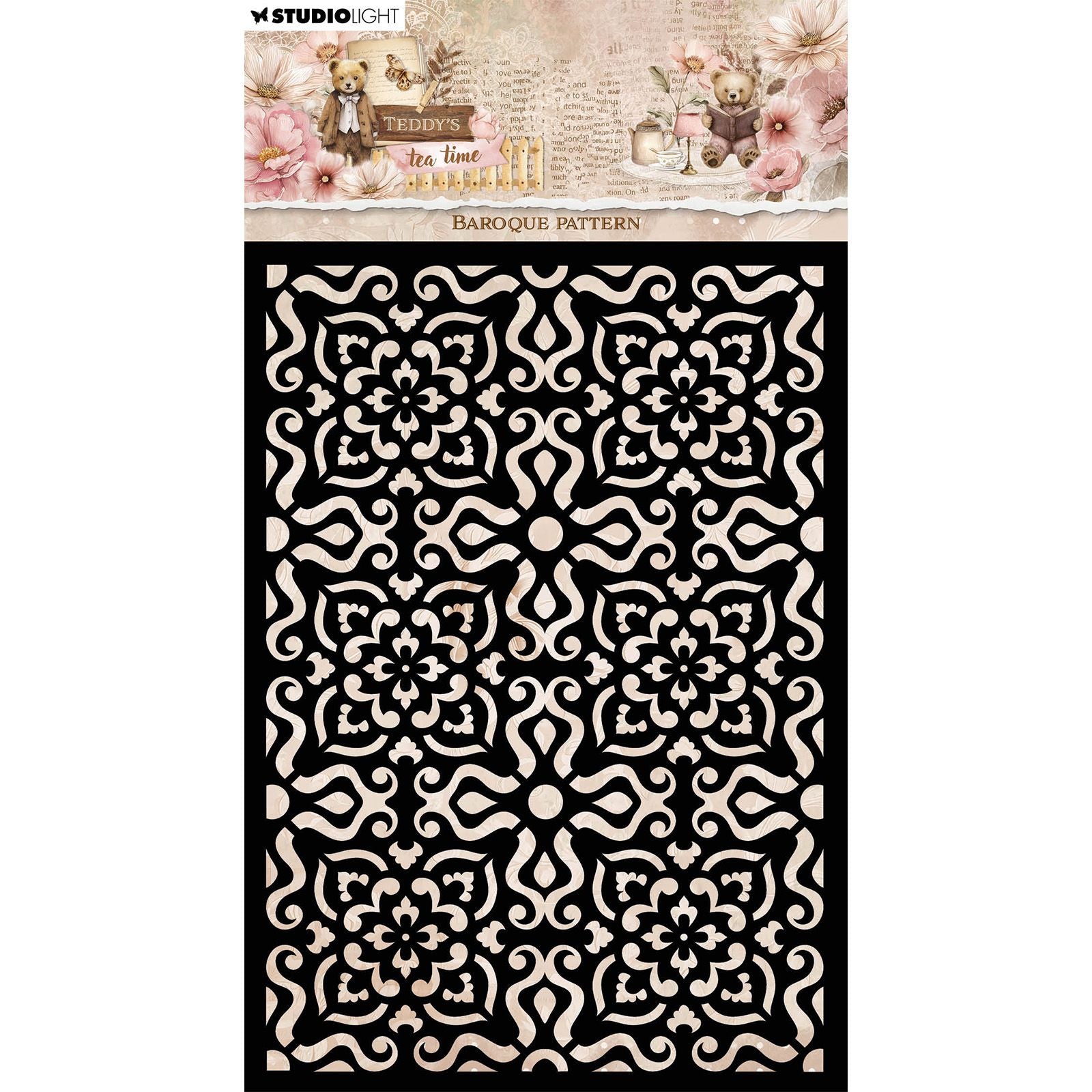 Studio Light • Pochoir de masque pour l'heure du thé de Teddy, motif baroque