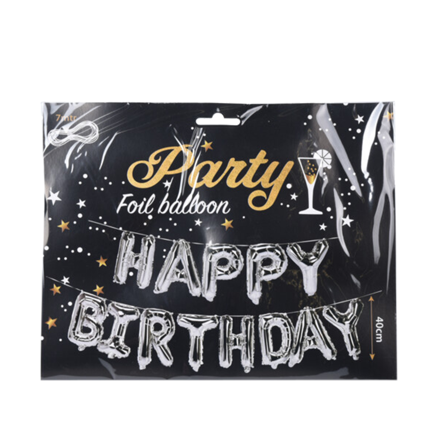 Guirlande ballon aluminium joyeux anniversaire or 40cm