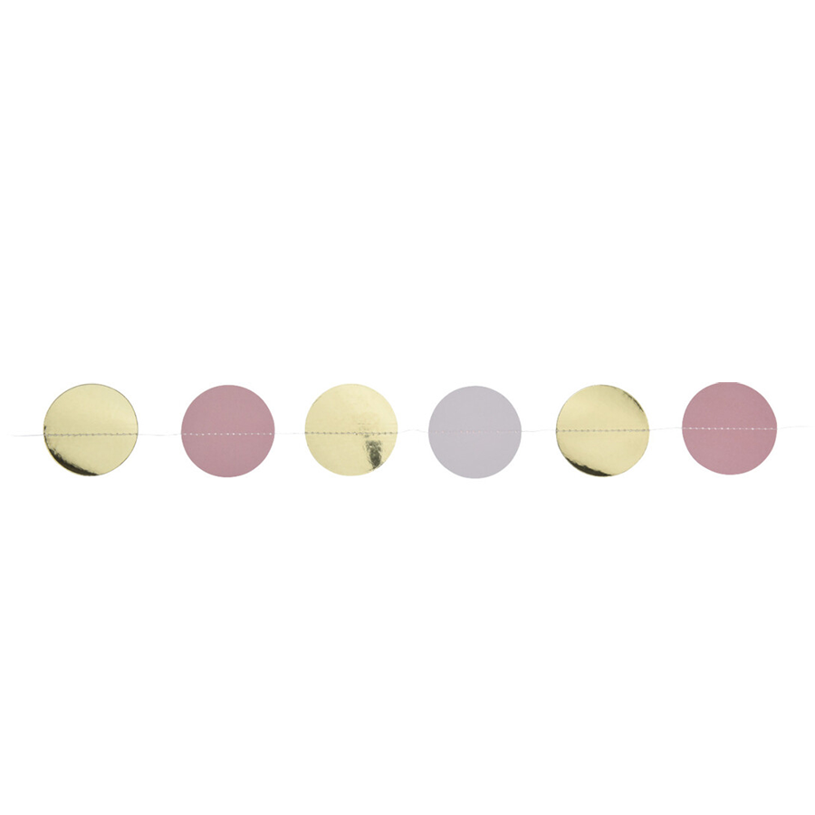 Guirlande de confettis rose blanc or 200cm 2 pièces