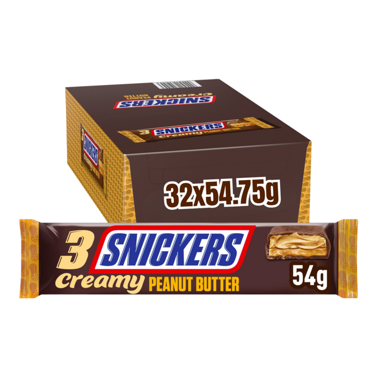 Snickers beurre de cacahuète crémeux paquet de 3 (32x 54,75gr)