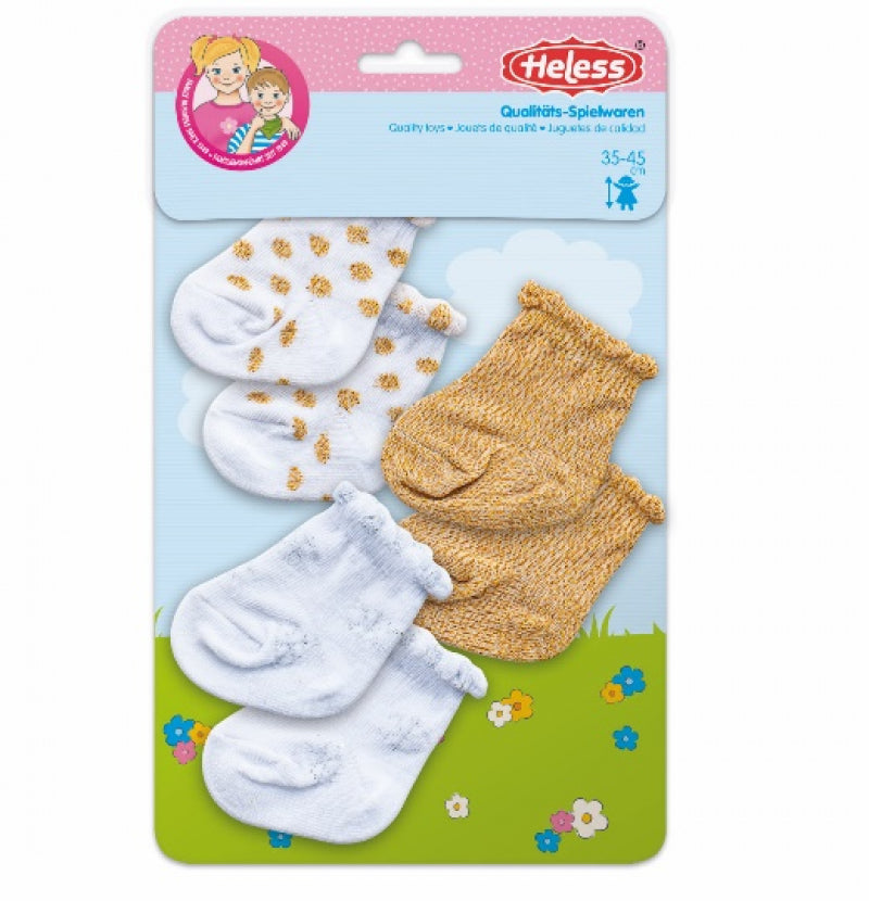 Socks de poupée paillettes - 3 paires, 35-45 cm