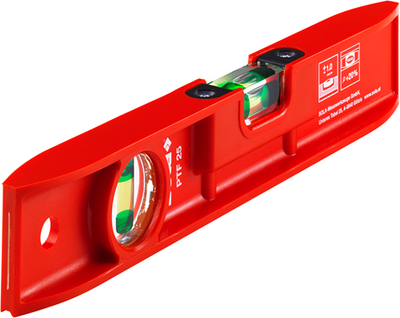 Sola niveau à bulle plastique PTF25 25cm 2 ampoules 1,00mm m rouge - 01412201