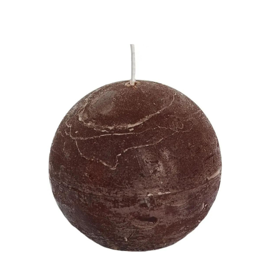 Bougie boule rustique Spaas marron 98mm