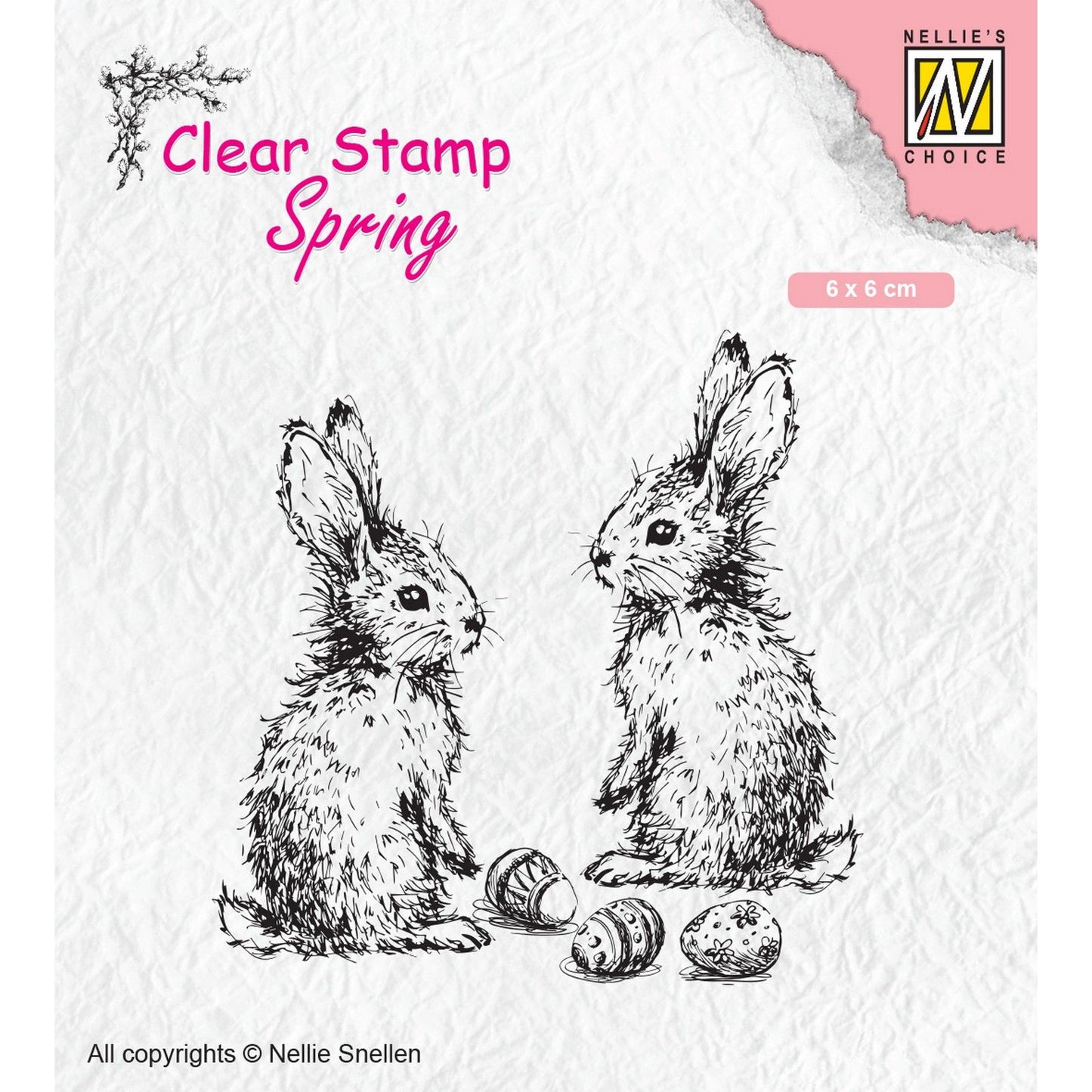 Le choix de Nellie • tampons transparents printaniers deux lièvres 60x60mm