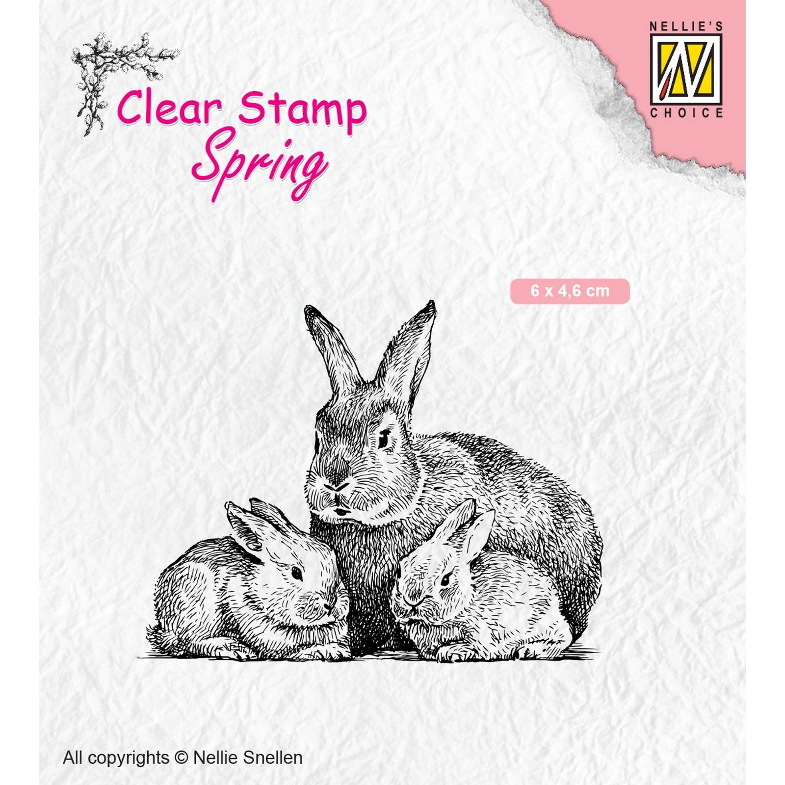 Le choix de Nellie • Tampons transparents printaniers famille de lapins 60x45mm