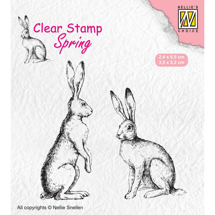Le choix de Nellie • tampons transparents printaniers deux lièvres-2