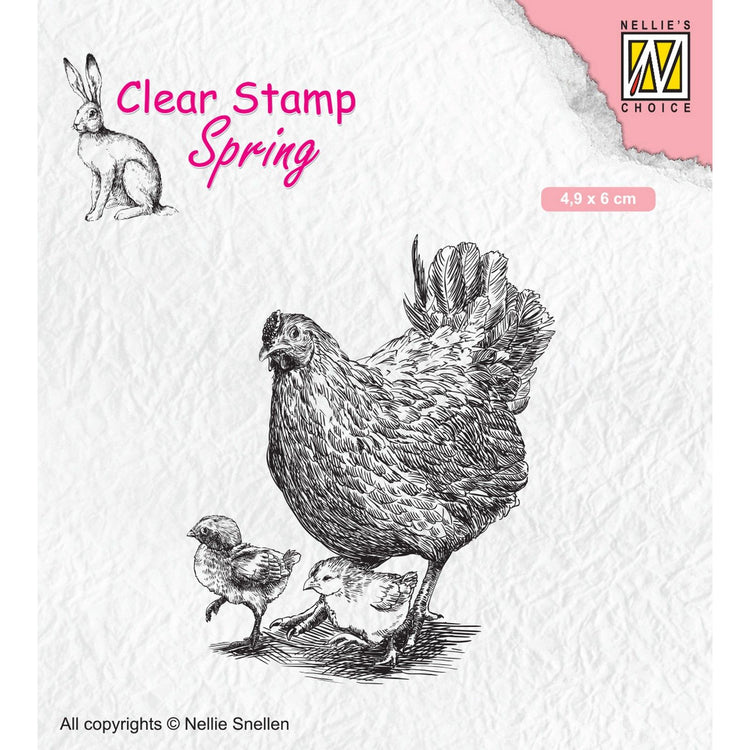 Le choix de Nellie • tampons transparents printaniers mère poule avec poussins