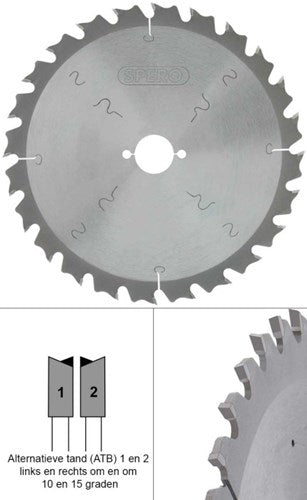 Lame de scie à bois TCT Spero 230 mm 24 dents - alésage 30 mm - spw-230-24-30