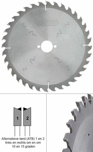 Lame de scie à bois TCT Spero 250 mm 36 dents - alésage 30 mm - spw-250-36-30