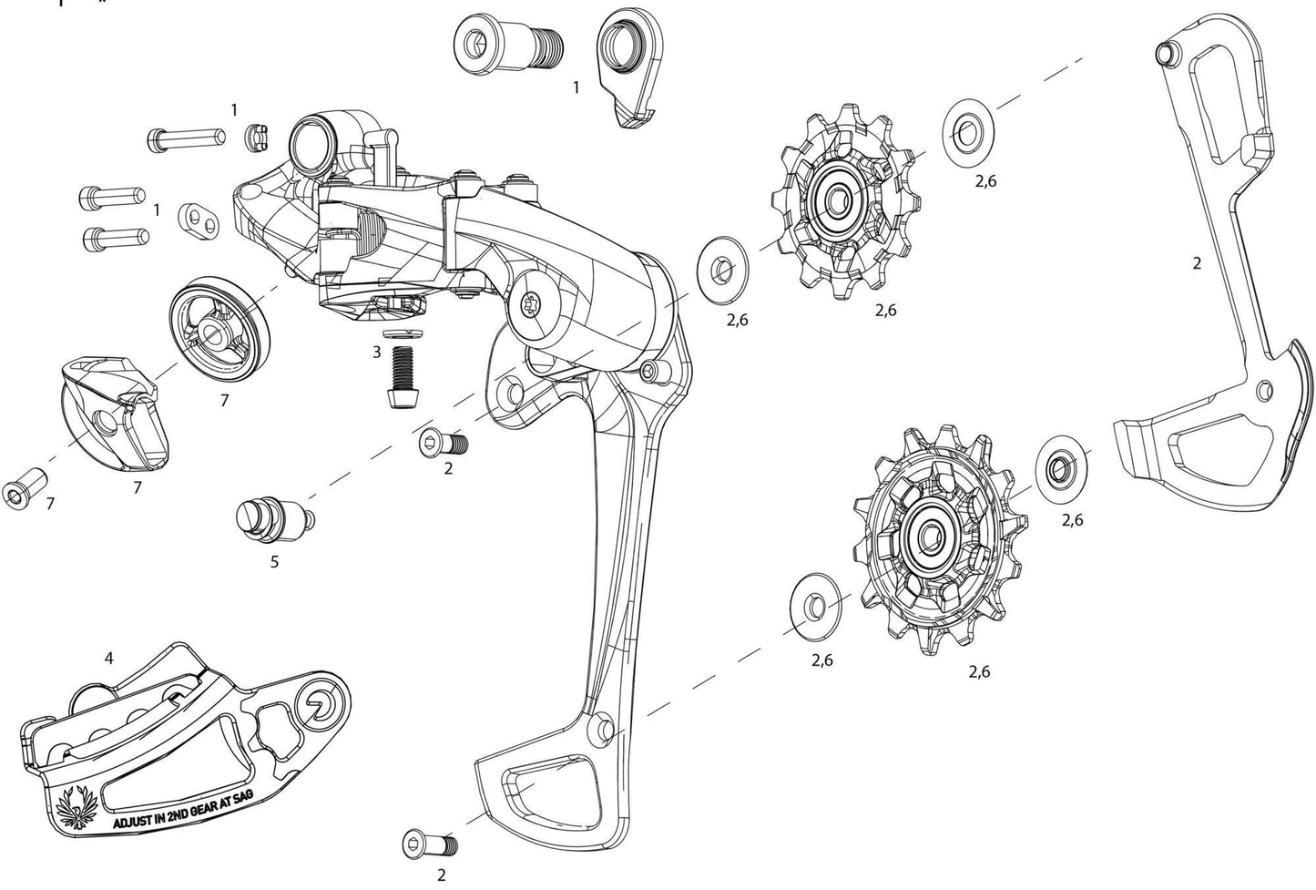 Déraille arrière SRAM. Xx1 Eagle 52T Grey Lunar