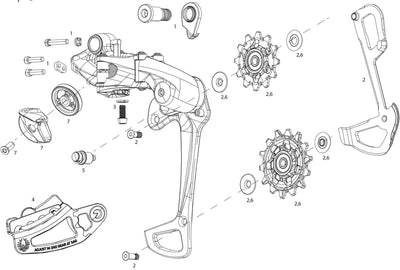 Déraille arrière SRAM. Xx1 Eagle 52T Grey Lunar
