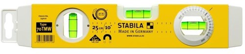 Niveau à bulle Stabila, 70tmw 1v1h + fiole arc + aimant 25cm - 14010