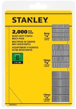 Mélange d'agrafes pour outil à main Stanley 6, 10 et 12 mm type g - 2000 pièces - stht74749-0 - stht74749-0