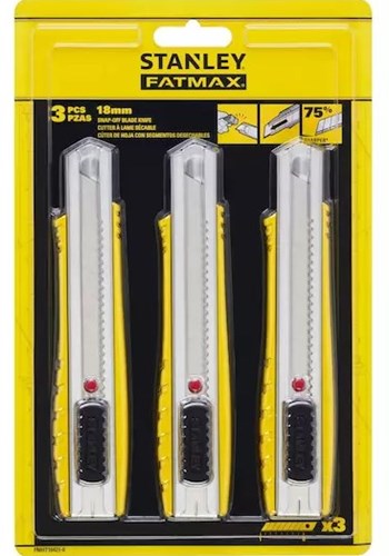 Couteau sécable Stanley tripack fatmax | métal | 18 mm (2+1 gratuit) - fmht10421-0