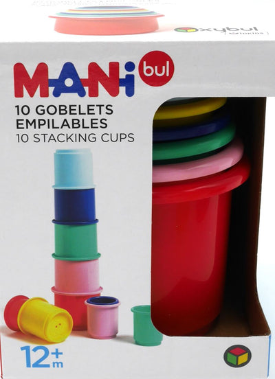 10 tasses d'empilement pour les petits constructeurs en couleurs fraîches.
