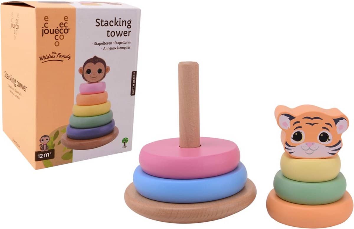 Cilgro Jouéco The Wildies Family Stack Tower en couleurs amusantes 14 cm de haut