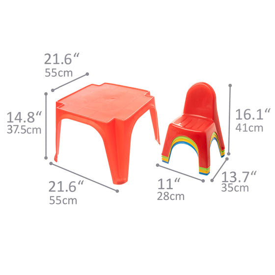 Starplay Playing Table and Chairs Set Junior Red 5 pièces