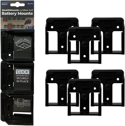 Supports de batterie à montage furtif pour bosch 18v | noir | 6 pièces - bm-bo18-6
