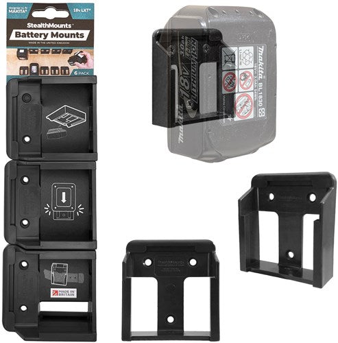 Supports de batterie à montage furtif pour makita 18v | noir | 6 pièces - bm-mk18-6