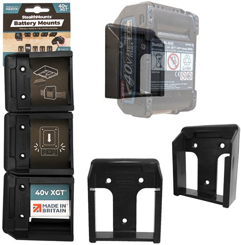 Supports de batterie à montage furtif pour makita 40v xgt | noir | 6 pièces - bm-mk40-blk-6