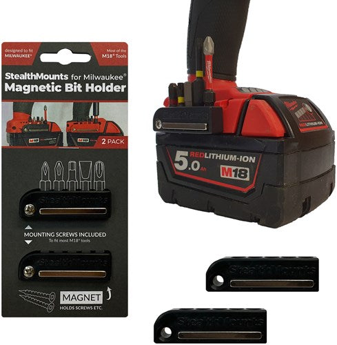 Porte-embout à montage furtif pour Milwaukee M18 | noir | 2 pièces - bra-mw18-blk-2