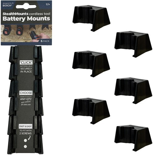 Stealthmounts bm-bo108-blk-6 Support de batterie pour bosch 10.8 12v | noir | Paquet de 6 - bm-bo108-blk-6