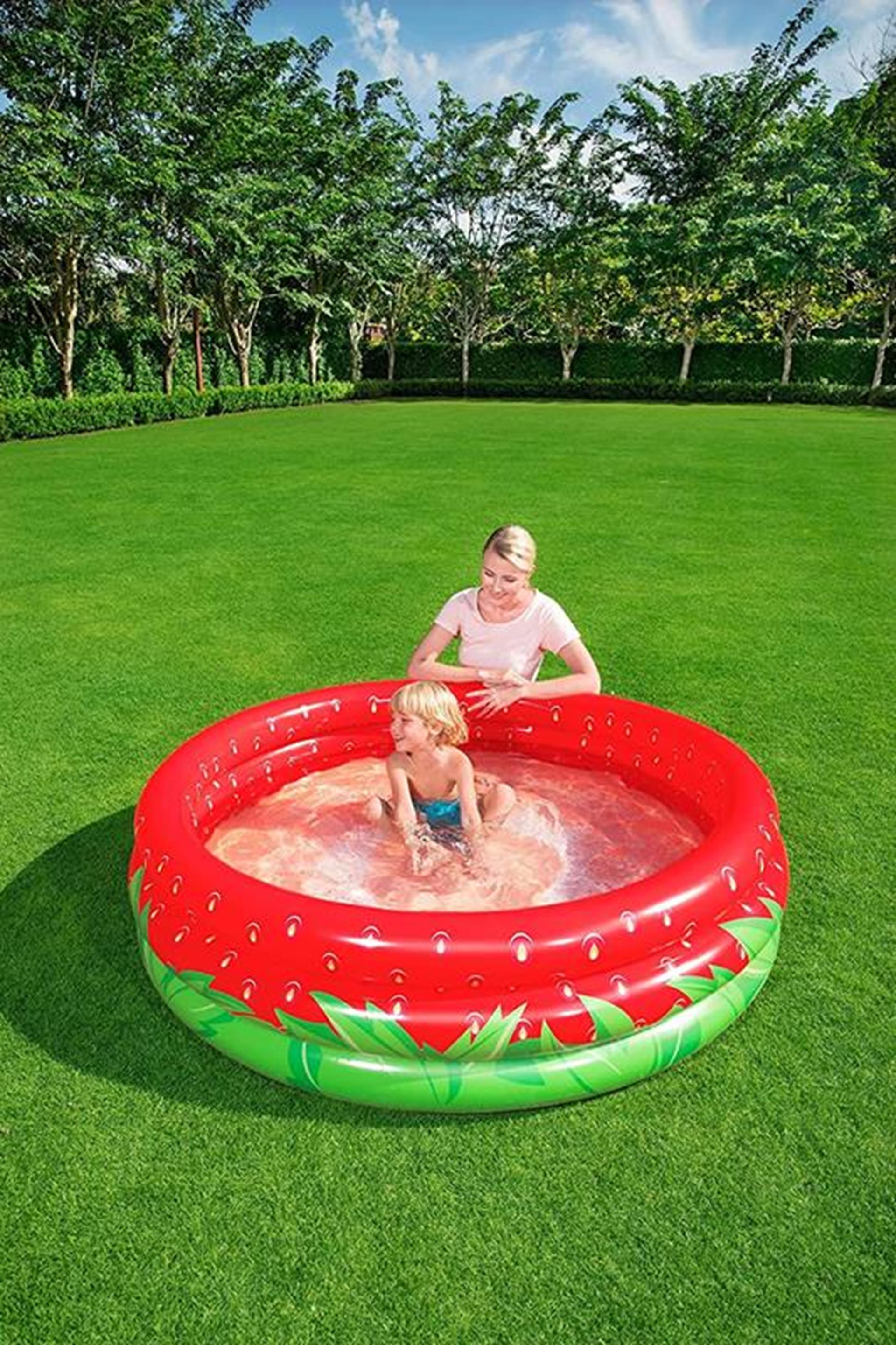 Piscine Bestway 3 anneaux fraise 160x38cm