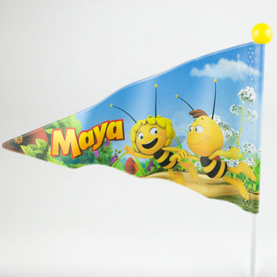 Drapeau de vélo Maya de au junior 150 cm en vinyle blanc jaune