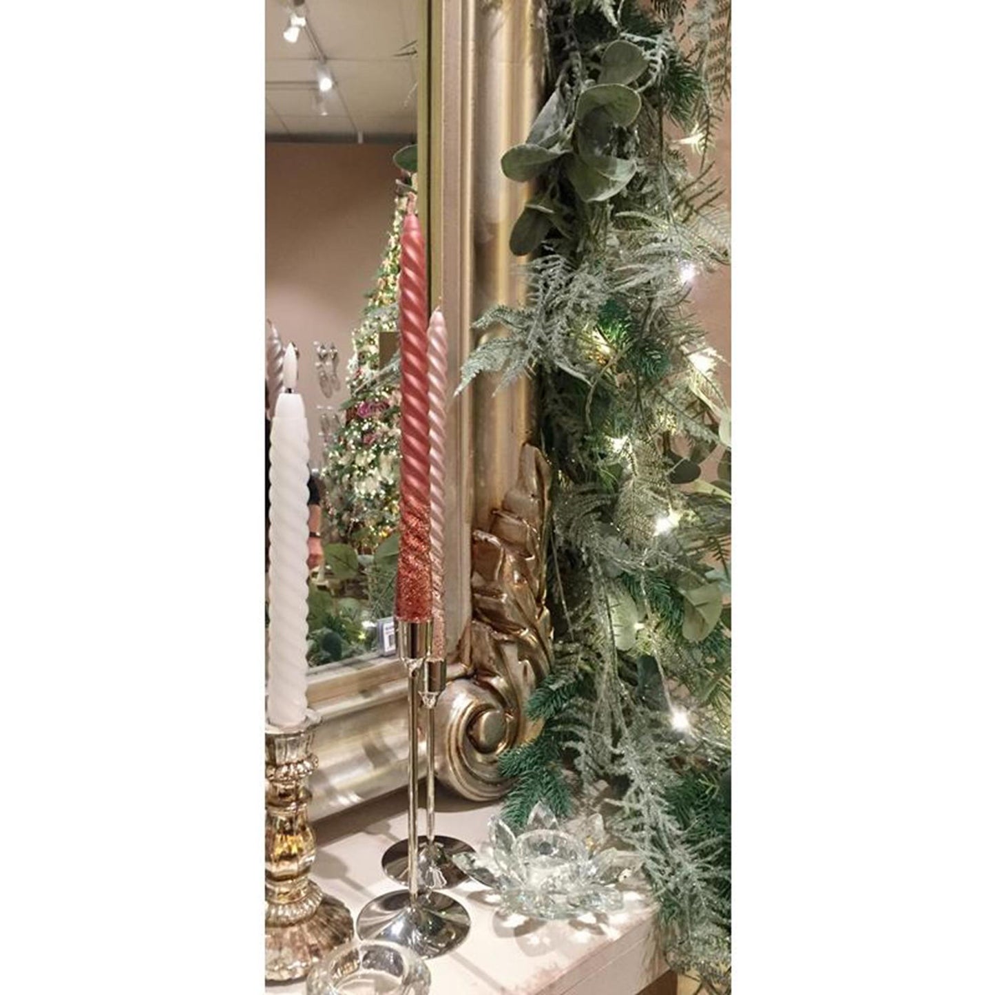 Decoris bougie de dîner tourbillon sang de bœuf paillettes 2 pcs