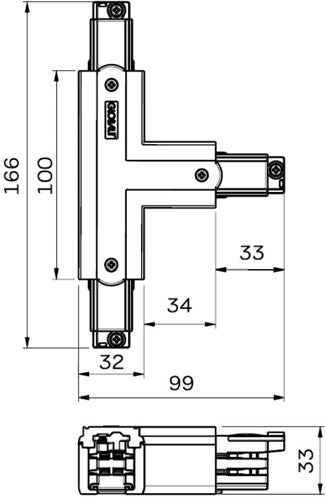 Pièce en T droite fixe 90° pour. rail triphasé noir - 5050065