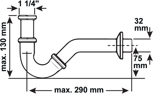 Siphon de bidet Cornat laiton ch 1 1 4 215 - t317503