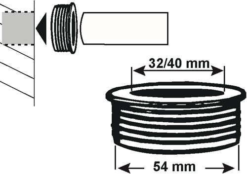 Réduction tétine caoutchouc Cornat 54mm - 32 40 - t318508