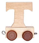 Lettre en bois T avec roues de 6 cm de haut