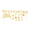 Set de décoration pour gâteaux paillettes d'or joyeux anniversaire 42 pièces