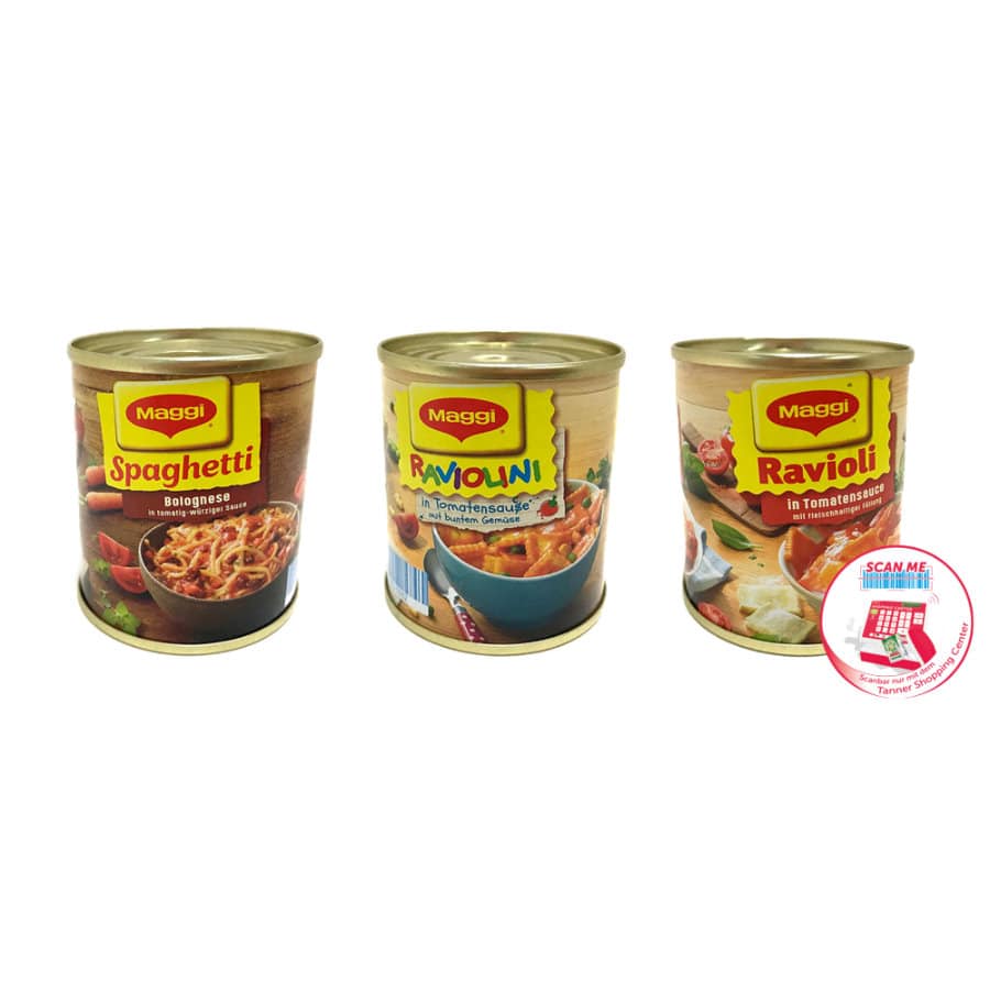 Jouez à set 3 canettes métalliques Maggi