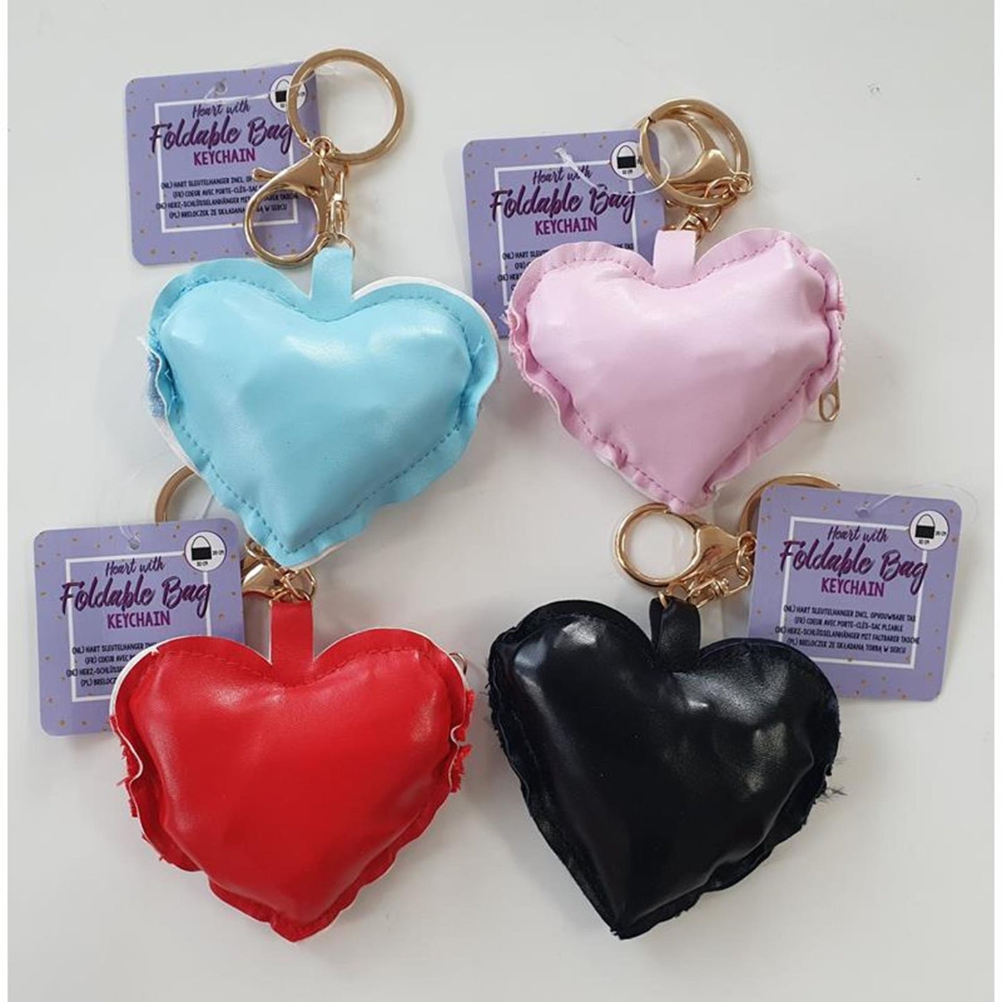 Porte-clés coeur avec sac pliable