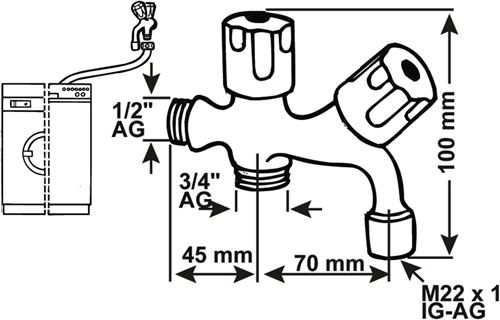 Cornat lave linge combiné vanne d'équerre 1 2 - tec304904