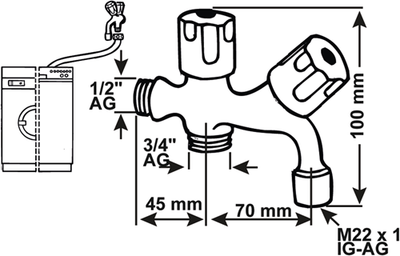 Cornat lave linge combiné vanne d'équerre 1 2 - tec304904