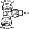 Raccord à compression Cornat ms té 22x18x22mm - tec583691