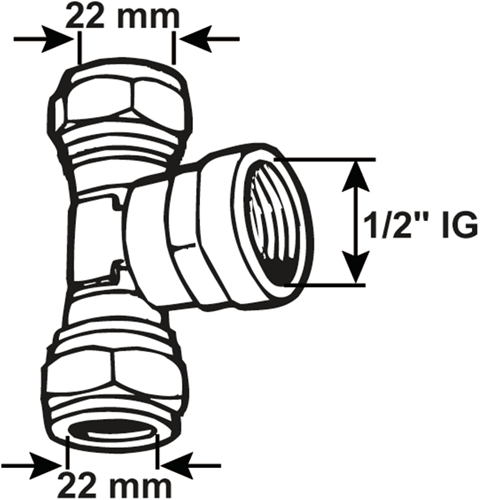 Cornat raccord à compression ms té 22x1 2x22mm - tec583696