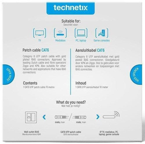 Technetix câble patch utp cat6 10m blanc - 2077020