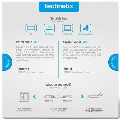 Technetix câble patch utp cat6 2m blanc - 2077000