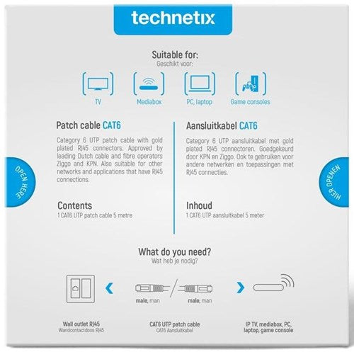 Technetix câble patch utp cat6 5m blanc - 2077010