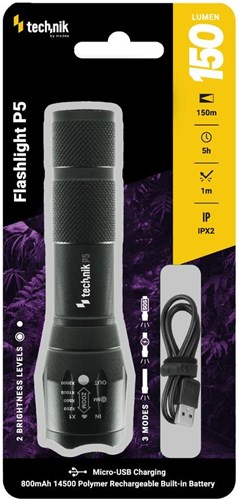 Technik Lampe de poche LED rechargeable zoom 150 lumens - 5720100
