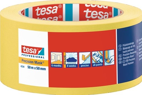 Ruban de masquage de précision Tesa | lisse | jaune | longueur 50 m | largeur 50 mm | roue | 3 pièces - 04334-00004-00 - 04334-00004-00