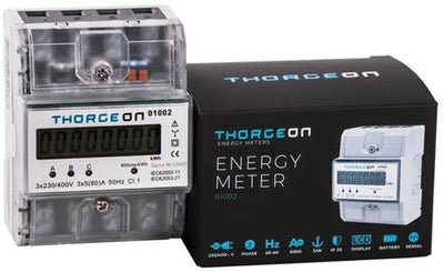 Compteur kWh Thorgeon triphasé numérique transparent 80a + impulsion - 4518255