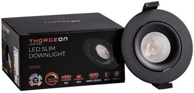 Spot encastrable LED Thorgeon 8,2W dimtowarm 96mm rond orientable noir - LED4681
