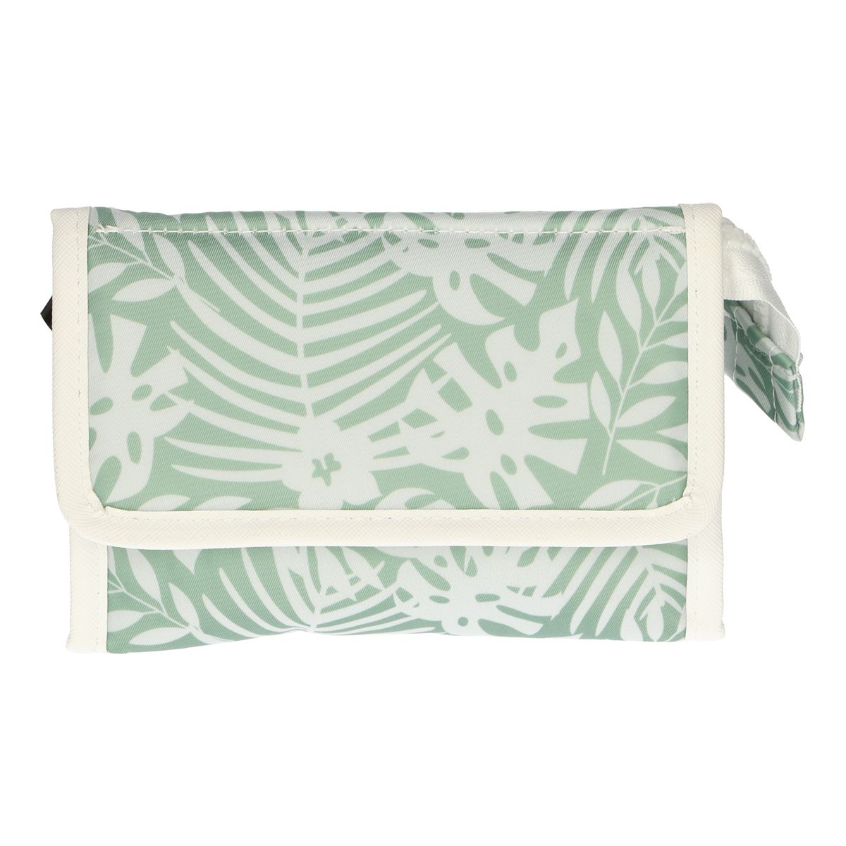 Le sac de miroir voyageur feuilles blanc vert 16,5 cm x 11cm